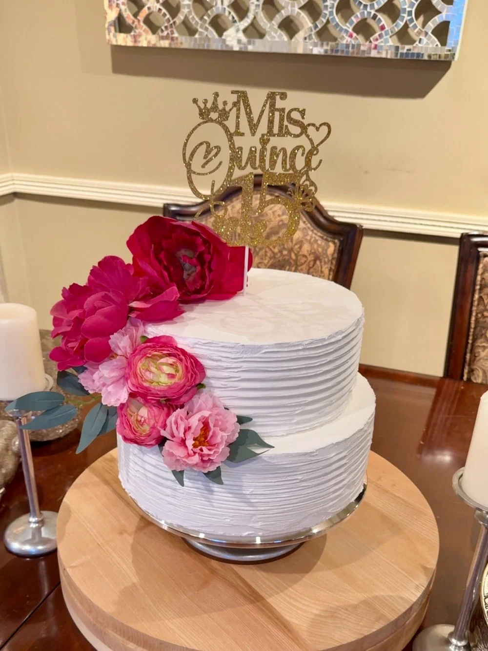 Faux Elegant Two-Tier Wedding/Quinceañera or Any Event Cake